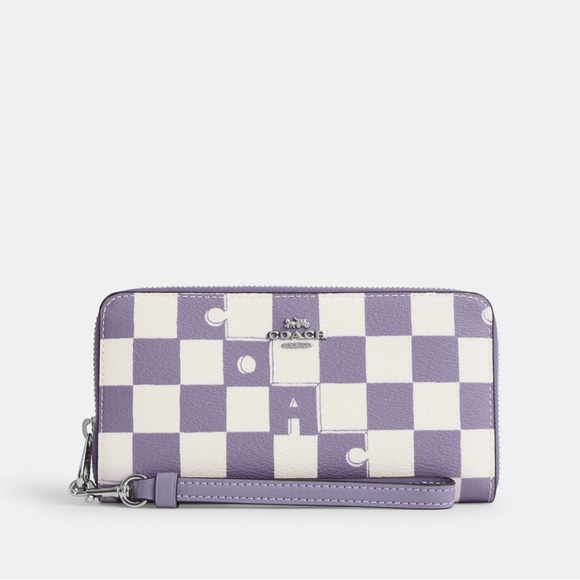 New COACH★Long Zip Around Wallet Checkerboard Print CR622 - Picture 1 of 7